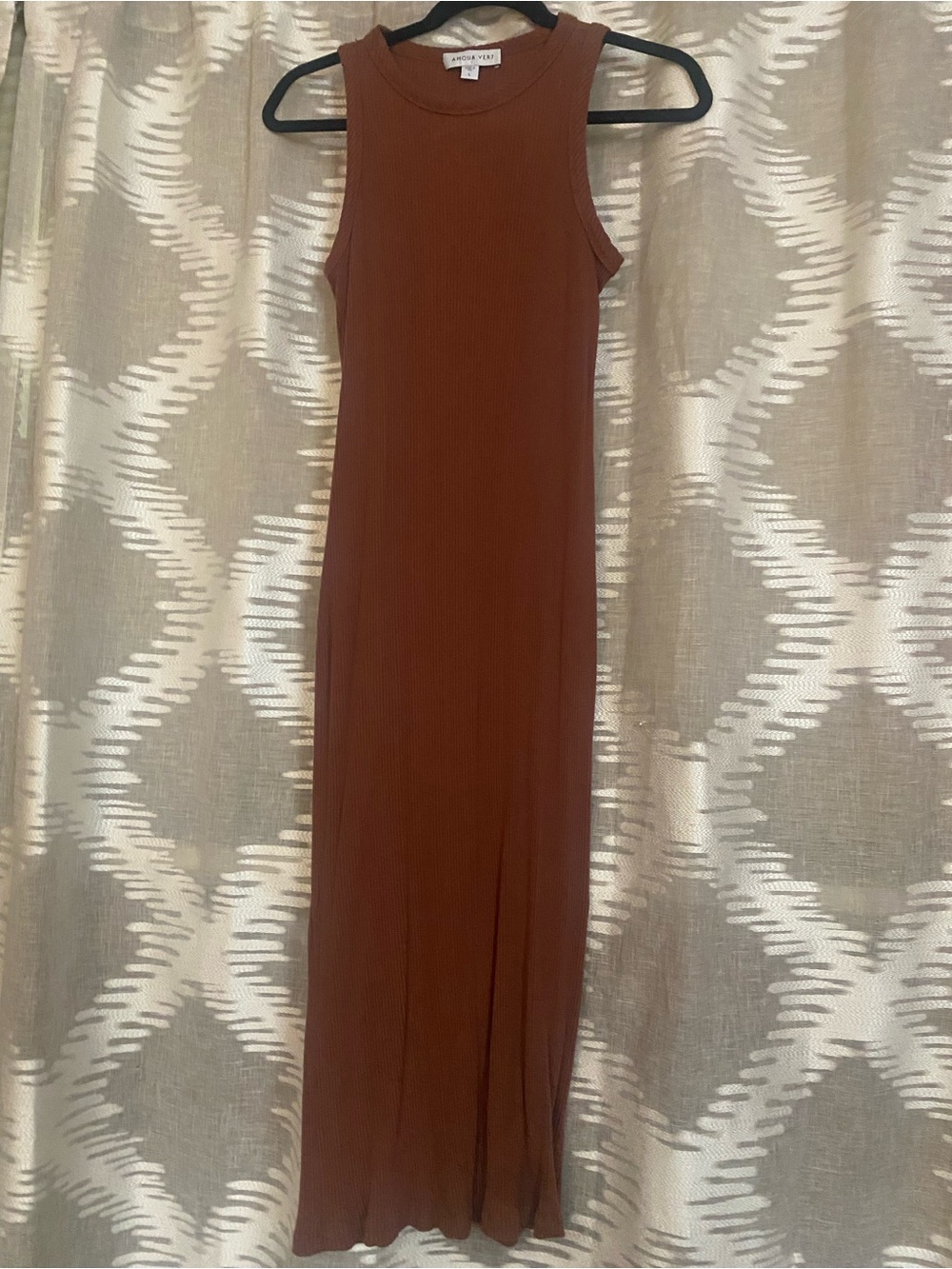 Amour Vert Ribbed Maxi Tank Dress in Brown